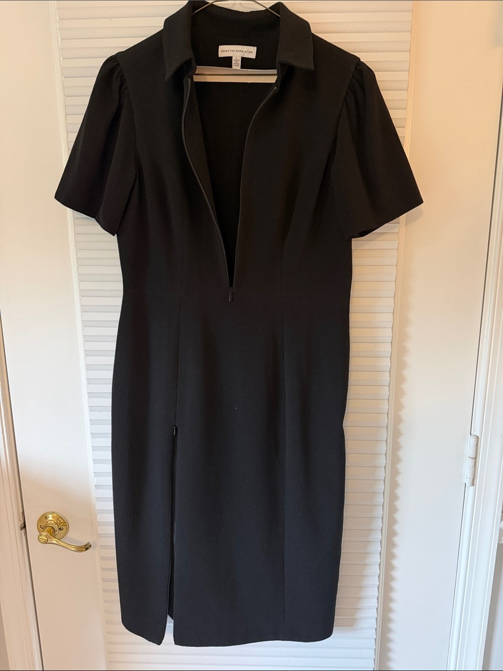 Women’s Black Collared Zip-Front Dress multiple zippers